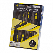 Набор отверток ER-M07-6 SL3 3.5x75, SL5 5.5x100, SL6 6.5x125; PH0 3x75, PH1 5x100, PH2 6x125 с проти